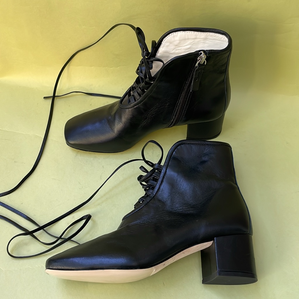 New Black Daniella Shevel Leather Booties — image 2 of 8